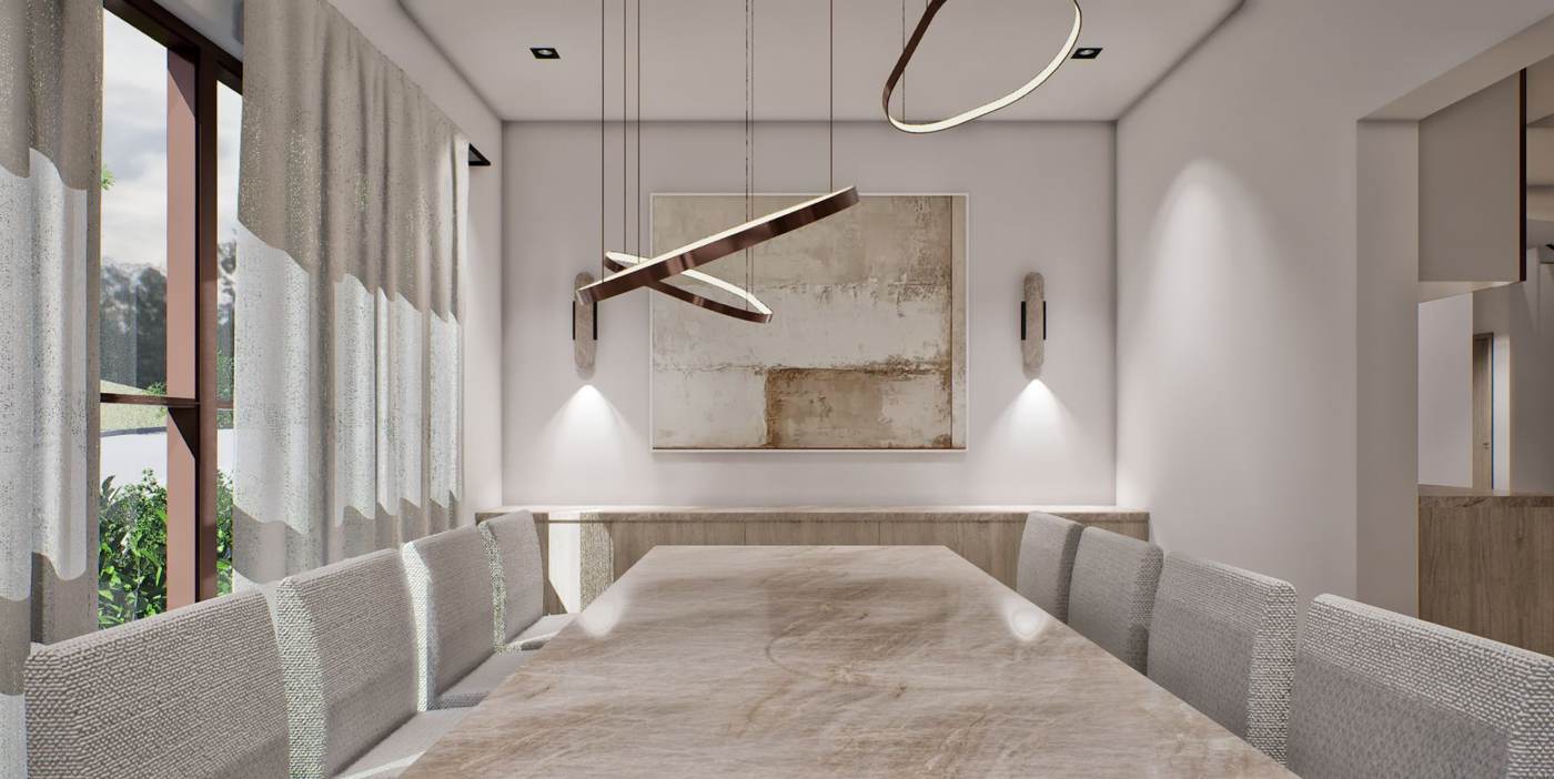 Artist rendering of the dining room.