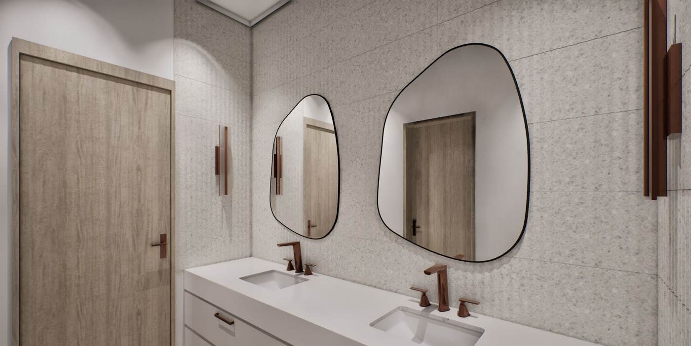 Artist rendering of a double vanity.